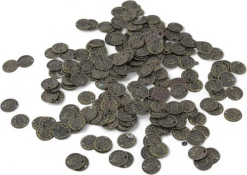 10 Mm Eskitme Bronz Çift Delikli Surat Desenli Pul Payet (20 Gr 100 Adet)
