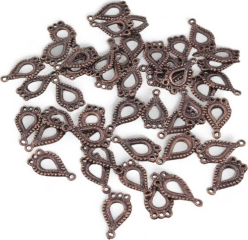 Damla Desenli 25X15 Mm Paslanmaz Pirinç Metal Pul 10 Adet (Küpe Aparat, Bileklik Ucu, Broş Aksesuar)