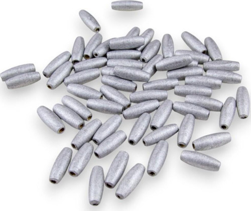 12 Mm Arpa Gümüş (22X6 Mm) Ahşap Boncuk 35 Gr (70 Adet)