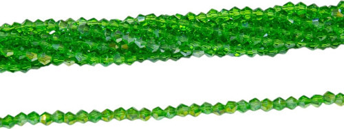 4 Mm Çimen Yeşili Piramit Kristal Cam Boncuk 1 Dizi - (85 Adet)