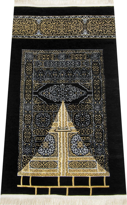 Kabe Desenli Ultra Plus Siyah Şönil Seccade 7