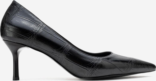 Kadın Sivri Burun Croko Stiletto Vegan Deri ZY 4019 CROKO SİYAH
