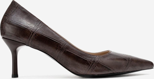 Kadın Sivri Burun Croko Stiletto Vegan Deri ZY 4019 CROKO KAHVE