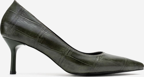 Kadın Sivri Burun Croko Stiletto Vegan Deri ZY 4019 CROKO YEŞİL