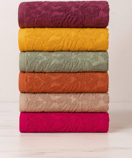 6 lı El Yüz Renkli Havlu Seti %100 Pamuklu 50x90 Cm Velora Koleksiyon