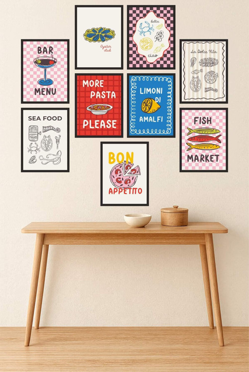 Retro Bar & Mutfak Duvar Panosu Seti – 9 Parça, 3 Mm Mdf Uv Baskı, Hediye Paketli