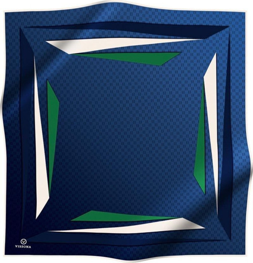 % 57 İPEK % 43 VİSKON Twill İpek Degrade Desenli Lacivert - Zümrüt Yeşili Renkli 90x90 Eşarp Dikim Şekli : El Dikişi