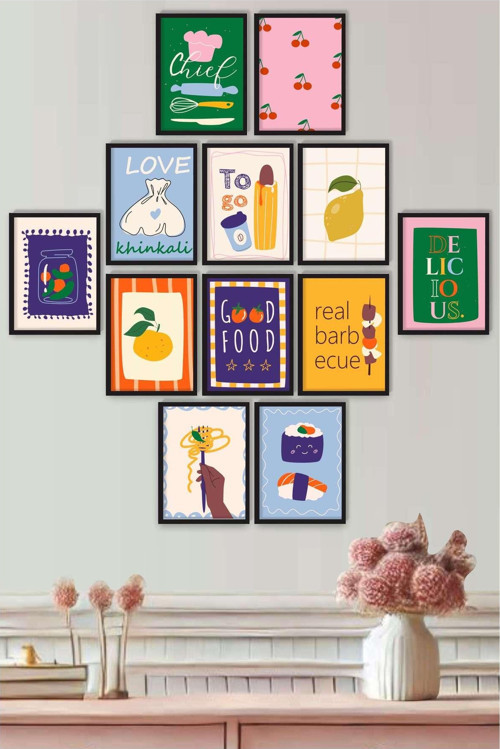 Mutfak Temalı 12 Parça Renkli Dekoratif Mdf Tablo Seti | Buon Appetito Koleksiyonu
