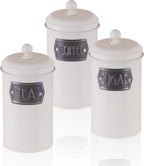 Çay Şeker Kahve Kavanozu 1.2 lt 3 Lü - Krem