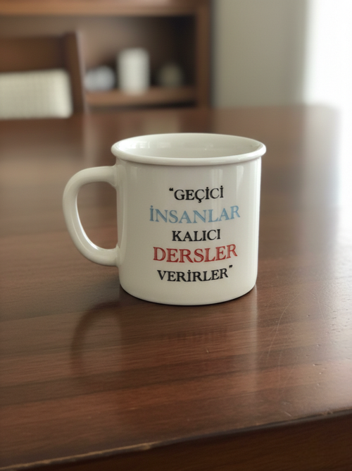 Porselen Kupa Emaye Yazı Karekterli 250 ml