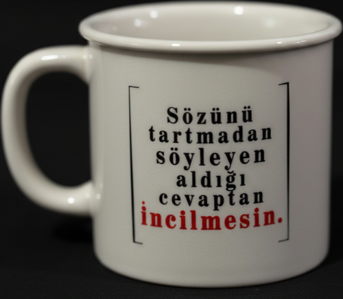 Porselen Kupa Emaye Yazı Karekterli 250 ml