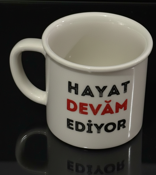Porselen Kupa Emaye Yazı Karekterli 250 ml