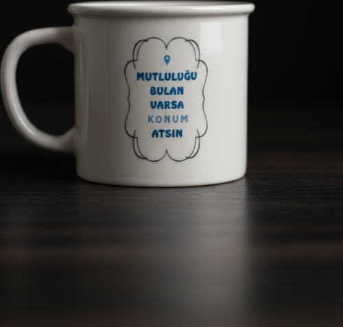 Porselen Kupa Emaye Yazı Karekterli 250 ml