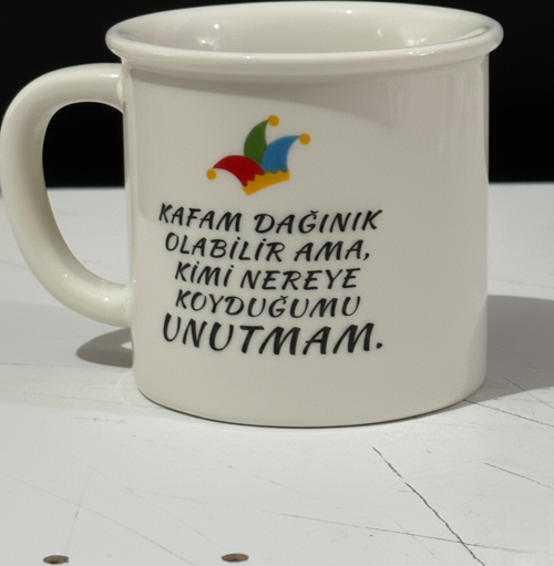 Porselen Kupa Emaye Yazı Karekterli 250 ml