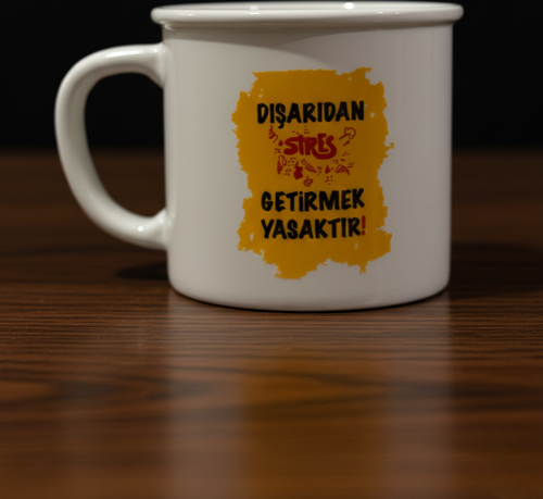 Porselen Kupa Emaye Yazı Karekterli 250 ml
