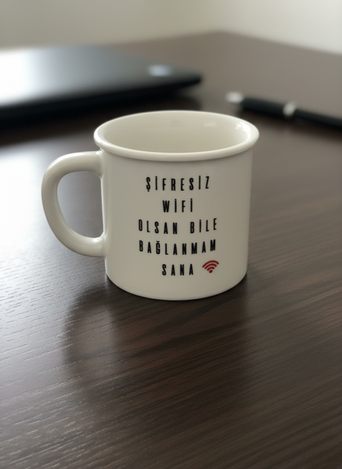 Porselen Kupa Emaye Yazı Karekterli 250 ml