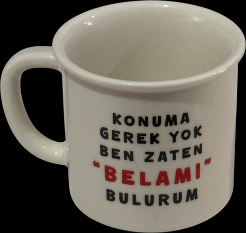 Porselen Kupa Emaye Yazı Karekterli 250 ml