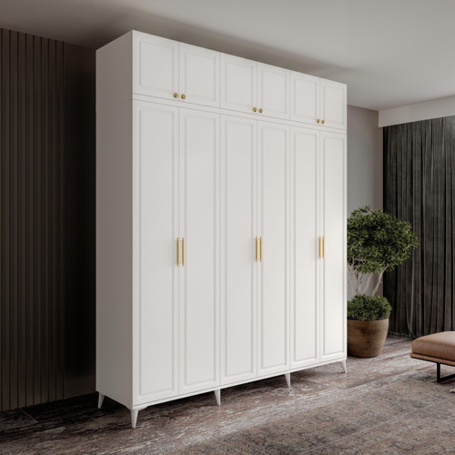 Milas Gold 6 Kapaklı Komple MDF Ayaklı Yüklüklü Gardırop