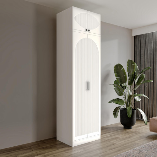 Oslo 2 Kapaklı Komple MDF Yüklüklü Beyaz Gardırop