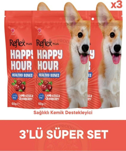 Happy Hour Healthy Bones - Kemikler Için Destekleyici Köpek Ödül Maması 3lü Fırsat 3X60GR