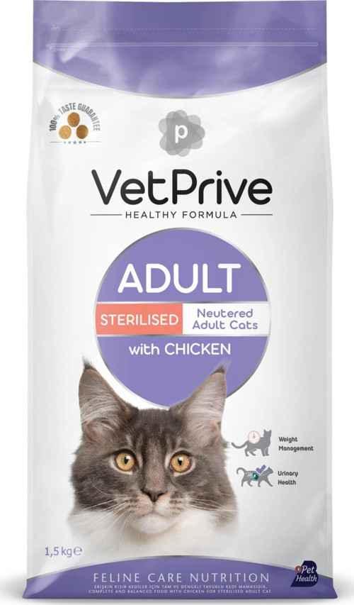 Kısırlaştırılmış Tavuklu Kedi Maması 1,5 Kg