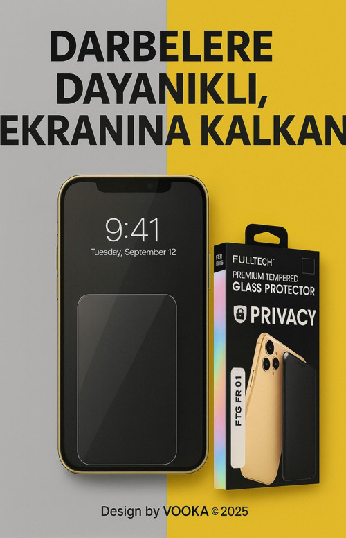 iPhone 16 Pro Uyumlu 9H Temperli Gizlilik Cam Ekran Koruyucu – HD, Parmak İzi & Toz Önleyici,Kolay