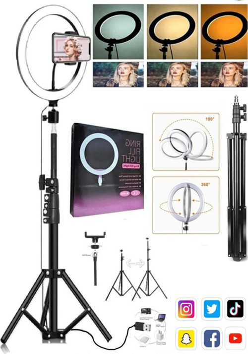 Lipon Ring Fill Light Led Işıklı Tripod 10 Inç Halka Youtuber Tiktok Makyaj Işığı Ayaklı 10 Inç