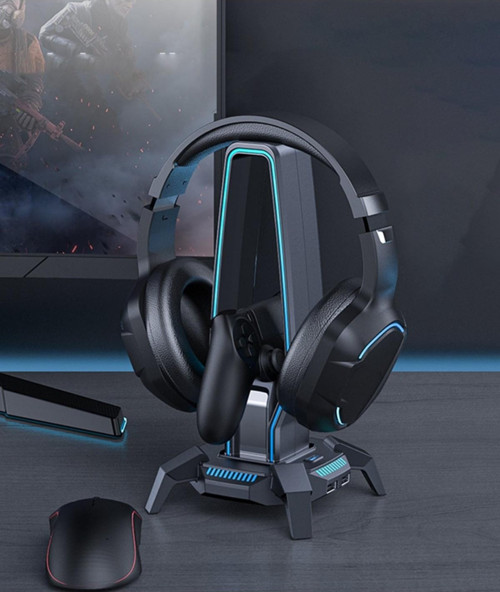 Trol Kulaklık Standı Gaming Işıklı 3 Adet USB Çıkışlı RGB Kulaklık ve Gamepad Standı
