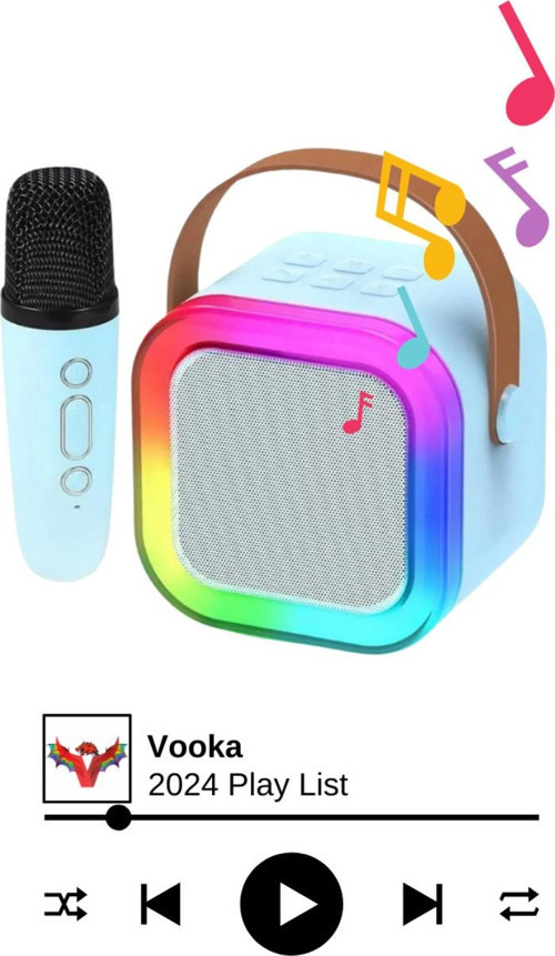 Bluetooth Hoparlör Parti Hoparlörü Karaoke Mikrofon Hediyeli Işıklı Ses Bombası Usb Sd Girişli