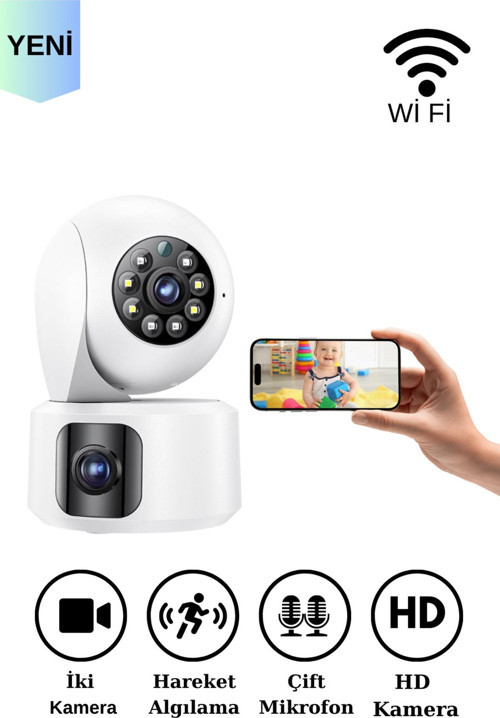 Bebek Kamera İzleme Bebek Telsizi Bebek Monitörü Çift Kameralı Hareket Algılayıcı Mobil Wifi