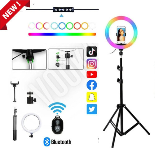 Lipon Ring Fill Light Rgb Led Işıklı Tripod 8ınç Halka Youtuber Tiktok Makyaj Işığı Ayaklı 8ınç