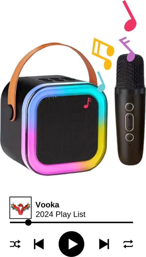Bluetooth Hoparlör Parti Hoparlörü Karaoke Mikrofon Hediyeli Işıklı Ses Bombası Usb Sd Girişli