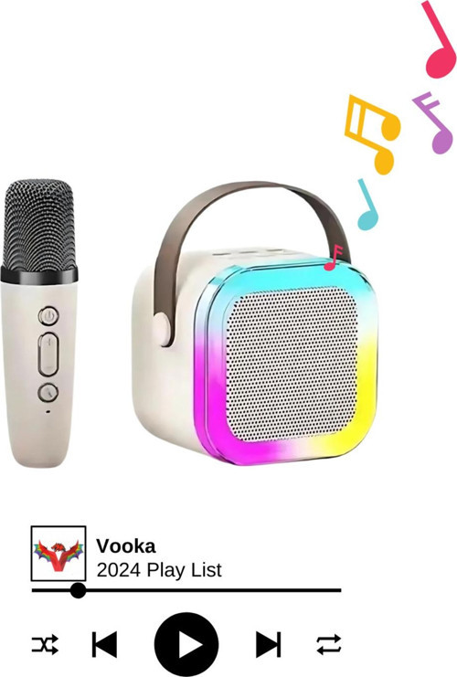 Bluetooth Hoparlör Parti Hoparlörü Karaoke Mikrofon Hediyeli Işıklı Ses Bombası Usb Sd Girişli