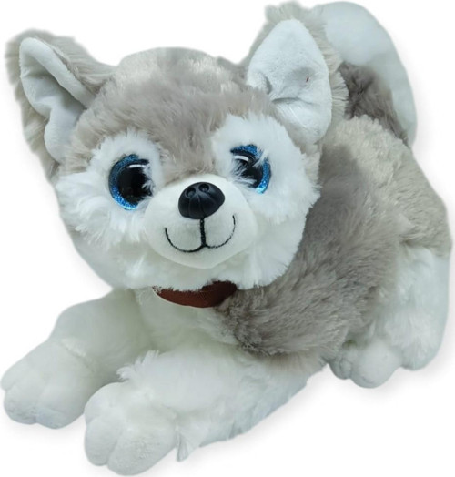 Sesli Peluş Yatan Kedi 30 cm - Gri