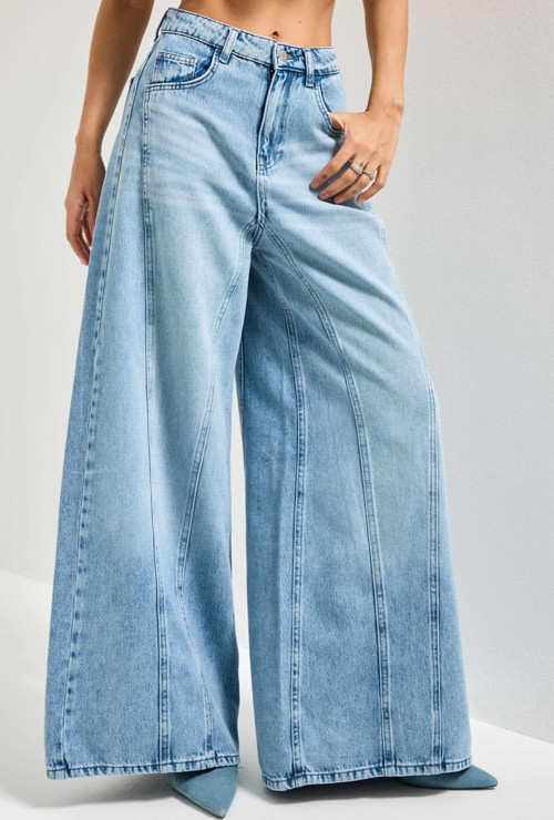 Kadın Ice Kot Rengi 4s6-27 Palazzo Fit Viskon Kumaş Denim Jean