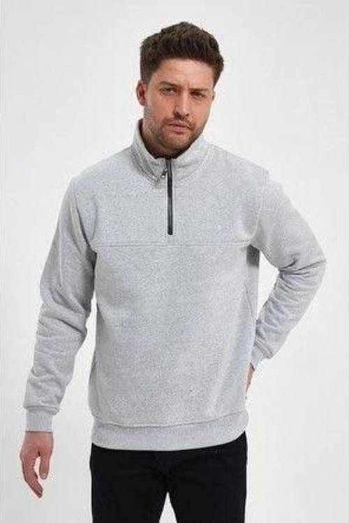 Oversize Yarım Farmuarlı Yakalı Basic SweatShirt
