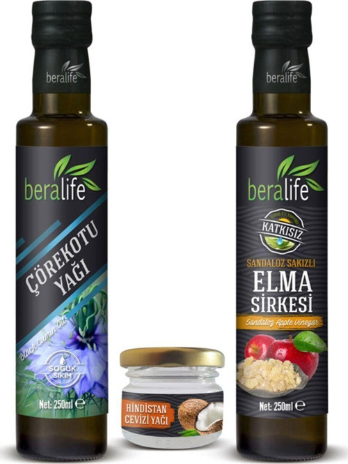 Çörek Otu 250 Ml +Sandaloz Sakızlı Elma Sirkesi 250 Ml + Hindistan Cevizi Yağı 30 Ml