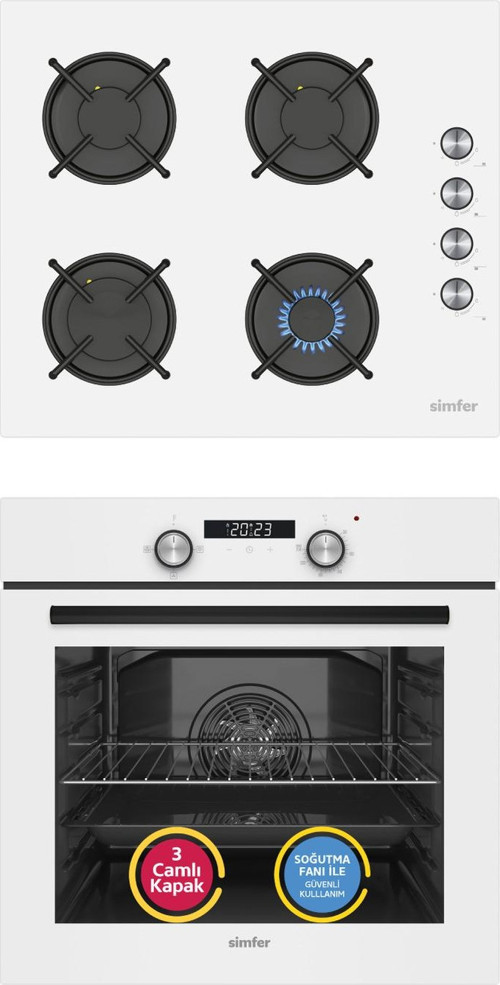 4 Fonksiyon Trend Dijital Beyaz Power Turbo 2'li Ankastre Set (Fırın + Ocak)