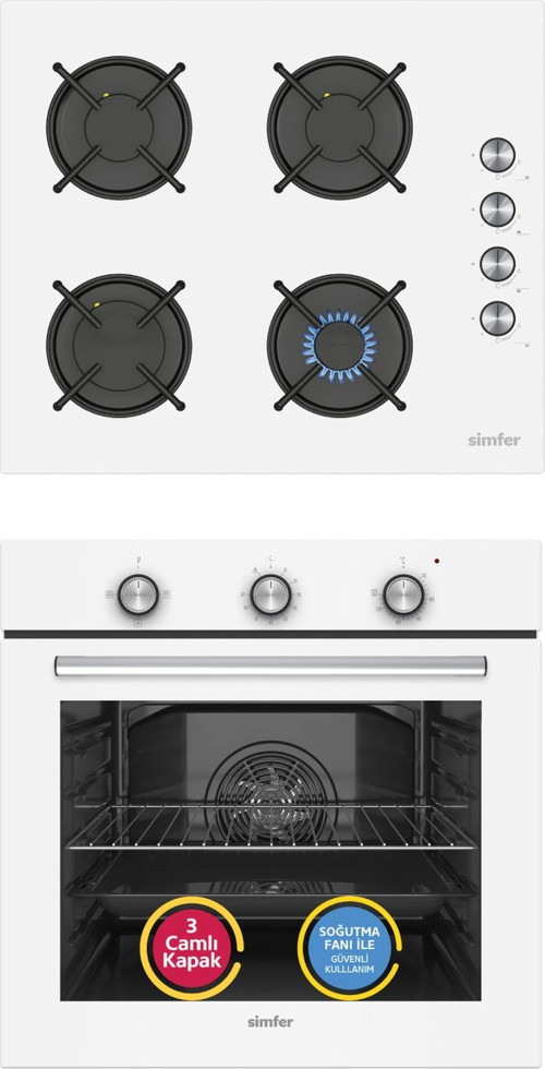 4 Fonksiyon Trend Mekanik Beyaz Power Turbo 2'li Ankastre Set (Fırın + Ocak)
