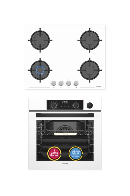 11 Fonksiyon Steam Master Beyaz 2'li Ankastre Set (8245 Fırın + 3654 Ocak)