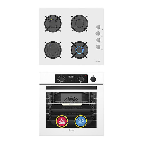 11 Fonksiyon Steam Master Beyaz 2'li Ankastre Set (Fırın + Ocak)