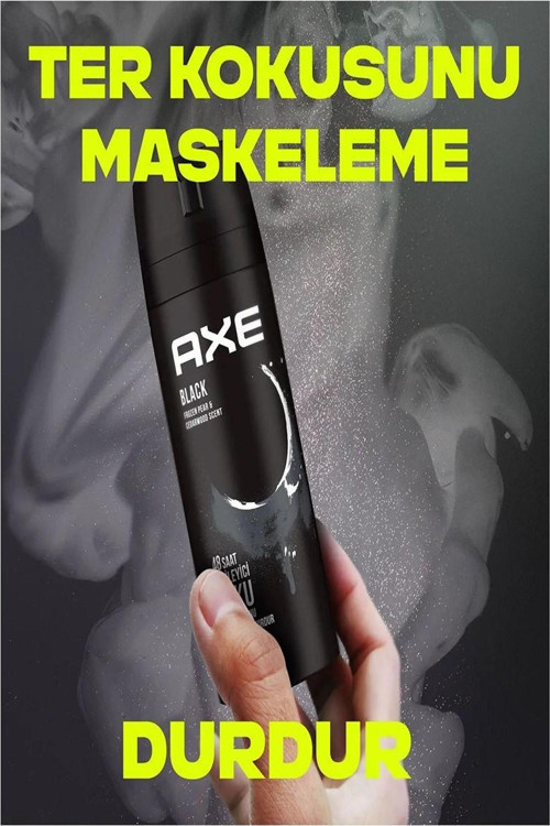 3 Adet Axe Erkek Deodorant & Bodyspray Black 48 Saat Etkileyici Koku Vücut Spreyi 150 ml
