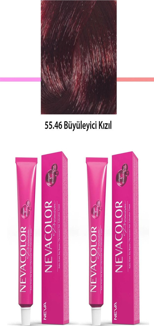 2 li Set Premium 55.46 Büyüleyici Kızıl - Kalıcı Krem Saç Boyası 2 X 50 g Tüp