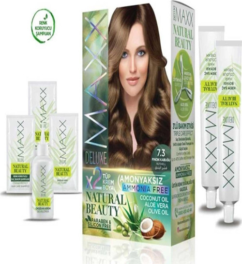 2 Paket Natural Beauty Amonyaksız Saç Boyası 7.3 Fındık Kabuğu