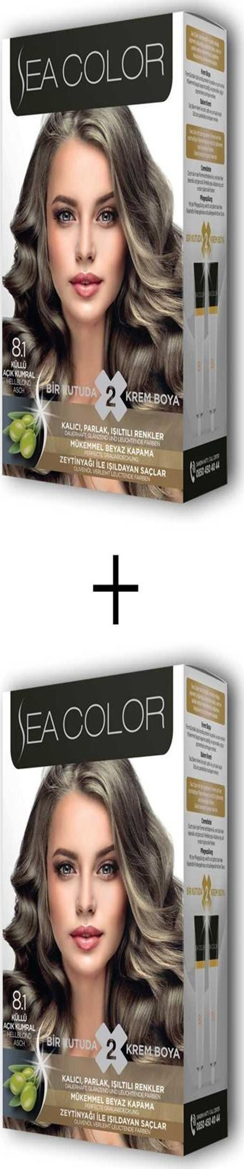 2X2 Tüp Krem Saç Boyası Seti Küllü Açık Kumral No:8.1