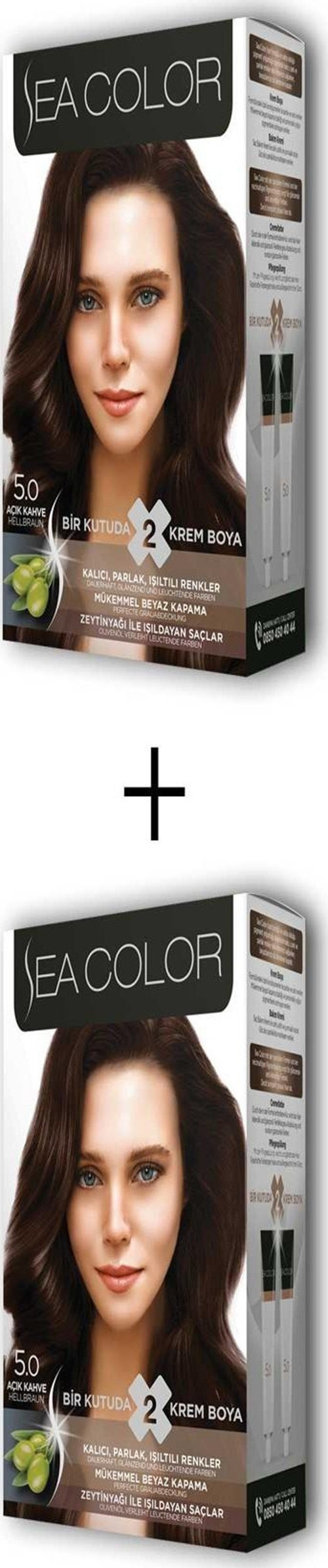 2X2 Tüp Krem Saç Boyası Seti Açık Kahve No:5.0