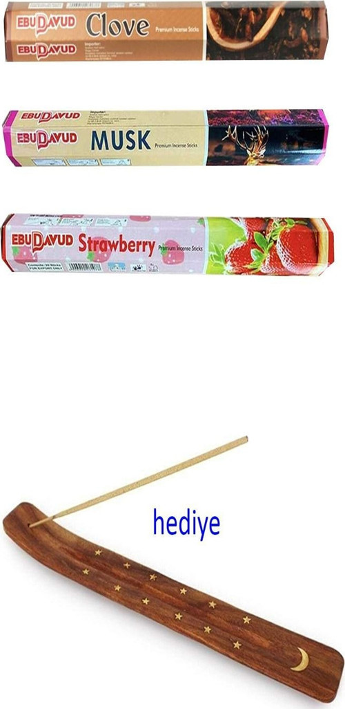 3 Paket 20 Çubuklu Tütsü Musk - Clove - Strawberry - Kayık Hediyeli