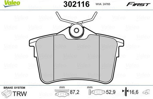 Arka Fren Balatası P307 00>09 P308 07>14 Partner 08> Partner Tepee 08> Berlıngo 08> C