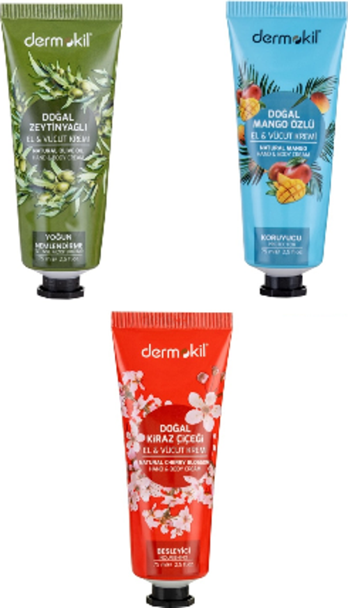 3’Lü Set Mango/Kiraz/Zeytinyağlı El Ve Vücut Kremi 75 Ml