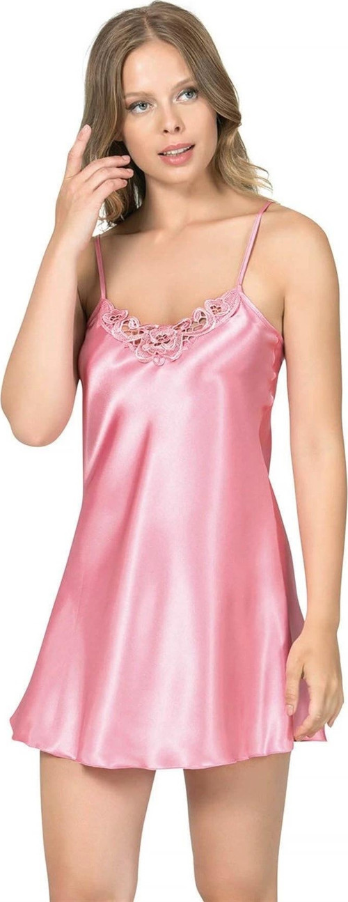 MDB MdbShop Koyu Pembe Kısa Saten Gecelik